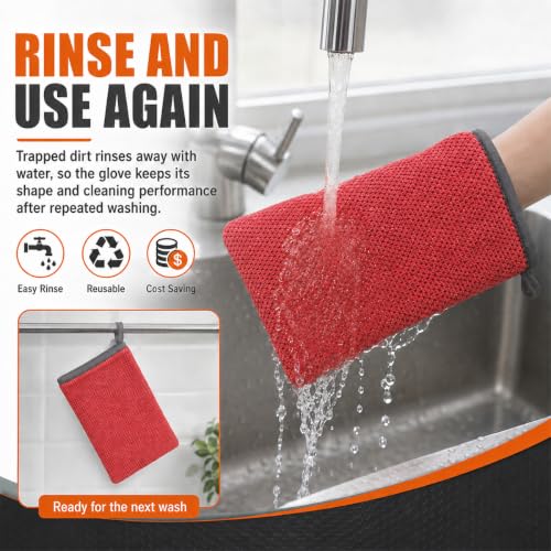 Clay Mitt for Car Detailing, No Scratch Reusable Magic Clay Bar Glove, Microfiber Auto Cleaning Supplies for Removing Debris from Paint, Glass, Wheels, Windshield(Red) - color: Red