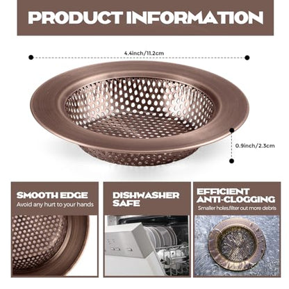Retisee 2 Pcs Kitchen Sink Drain Strainer 4.4 Inch,Red Bronze - color: Red Bronze
