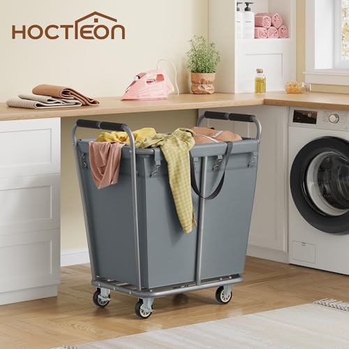 Hoctieon Large Laundry Cart with Wheels, 300L Heavy Duty Laundry Basket Organizer, Rolling Hamper Sorter for Clothes Storage, Industrial Dirty Clothes Hamper for Home & Hotel, Gray - color: Gray, size: 300L