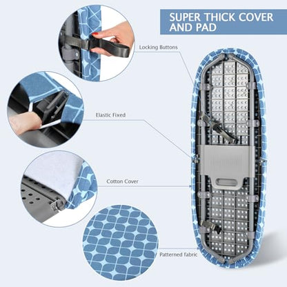 SheeChung Small Ironing Board 12"x32",Foldable Tabletop Ironing Board - style: Blue Square-32x12