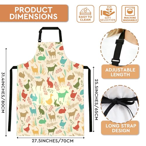 Adjustable Baking Aprons for Women - Cooking Aprons for Women with Pockets, Perfect for Baking Cooking Gradening - color: Animal