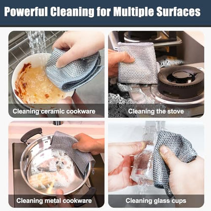 Navona 30 Pcs New Upgrade Steel Wire Dishcloth,Double-Layer Steel Wire Cleaning Cloth,Powerful Cleaning Non-Scratch Wire Dishcloth Rag for Cookware, Sinks, Dishes, Stove Tops - color: 30-pack（double Layer）