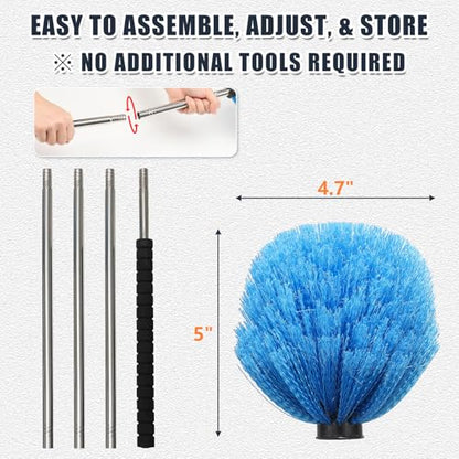Spider Web Duster Brush Kit – Lightweight 6.5FT Pole with Washable Microfiber Head – Extends to 13.5FT for High Ceilings, Ceiling Fans, Cobwebs – Also for Furniture, Eaves, Garage, Patio - size: 6.5 FT