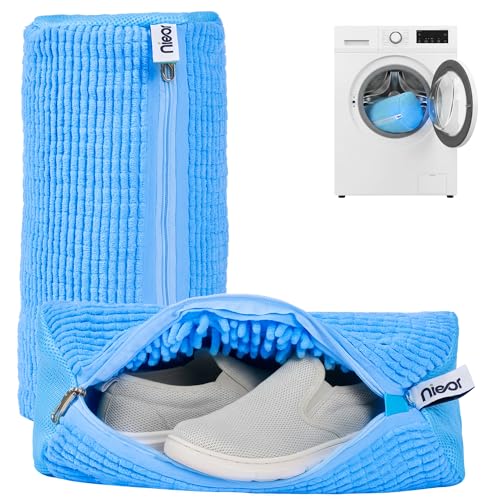 Shoe Washing Machine Bag 2pcs, Blue - Reusable Shoe Laundry Bags for Washer & Dryer, 360 Deep Clean for Sneakers, Tennis Shoes, Slippers, Durable, Quiet Operation, Protects Shoes, Versatile Use - color: Blue