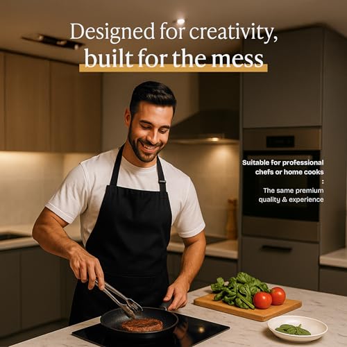 Will Well Chef Apron for Men and Women - 33" x 27" Large with 38" Waist Ties for a Comfy and Snug Fit, Durable and Lightweight, with 2 Spacious Pockets for Your Cooking Essentials - 2-Pack, Black - color: 01 - Black, size: 2 Pack