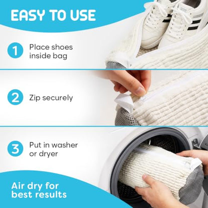 Shoe Washing Bag 2 Pack for Washer and Dryer, Reusable Cleaning Sack - color: White