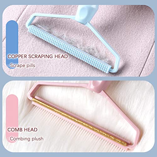 2 Pack Portable Lint Remover, Manual Fabric Shaver, Reusable Pet Hair Remover for Carpet, Clothing, Furniture, Couch Blue Pink 2pcs - color: Blue Pink 2pcs