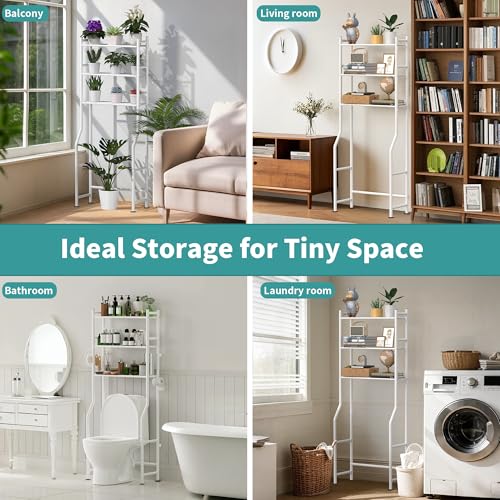 3-Tier Over Toilet Storage, Anti-Tip, 64" H, White - color: A-white