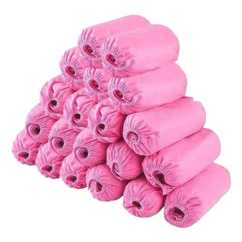 Disposable Shoe Covers 200Pcs Non-Slip Durable Indoor Boot Overshoes Protector Thicked Non-Woven Shoe Covers for Carpet Floor Protection Construction Offices One Size Fits All Pink - color: Pink 200pcs