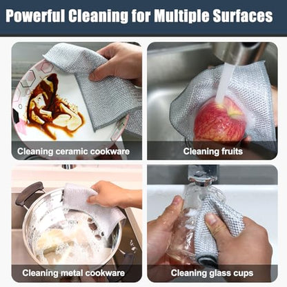 Navona 12 Pcs New Upgrade Steel Wire Dishcloth,Triple-Layer Steel Wire Cleaning Cloth,Powerful Cleaning Non-Scratch Wire Dishcloth Rag for Cookware, Sinks, Dishes, Stove Tops - color: 12-pack (Triple-layer)