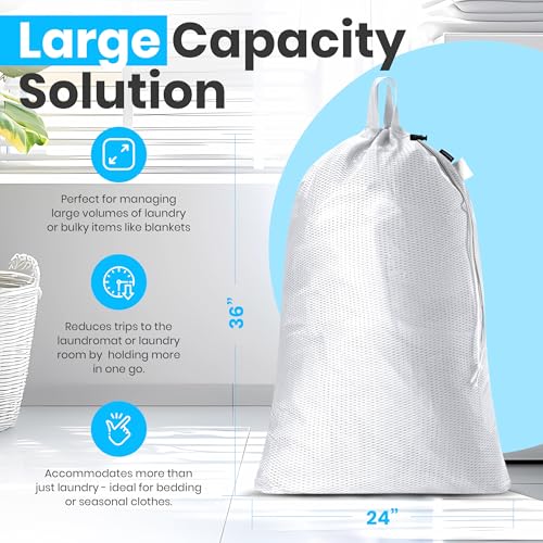 Handy Laundry Mesh XL Laundry Bag 24"x36" with Shoulder Strap, White - color: White, size: 1-Pack
