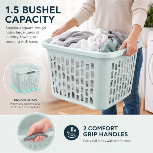 Mint Laundry Basket 6-Pack, 1.5 Bushel Square with Handles - color: Green 6PCS