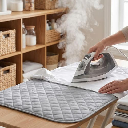 Portable Ironing Mat for Table Top, Foldable Ironing Board for Washer or Dryer Tops, Double Sided Use Heat Resistant Pad for Travel Office Student Dormitory (No Magnet, 33.5 x 17.7 Inches)