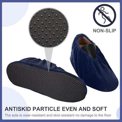 JaGely 11 Pair 11 Pair Reusable Cloth Shoe Covers for Indoors, Navy - color: Navy