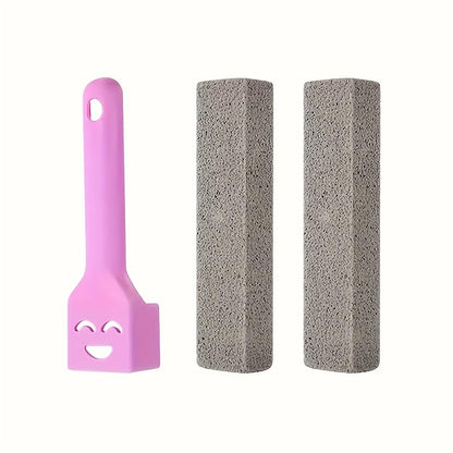 3Pcs Pumice Toilet Cleaning Brushes, Reusable Non-Electric Hard Water Stain Removers with Portable Plastic Handles for Bathroom & Pool