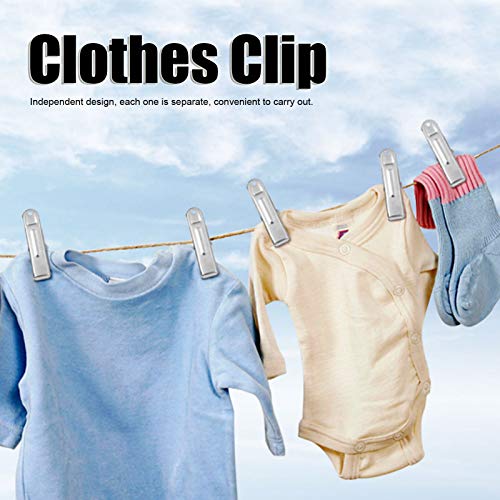 20pcs Stainless Steel Clothes Pins Durable Metal Clips Clothespins Laundry Chip Clips Home Underwear Pegs
