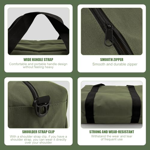 Small Tool Bag, Close Top Wide Mouth Tool Organizer Bag, Large Tool Bags - color: Army Green, size: 14 Inch