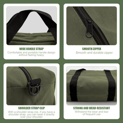 Small Tool Bag, Close Top Wide Mouth Tool Organizer Bag, Large Tool Bags - color: Army Green, size: 16 Inch