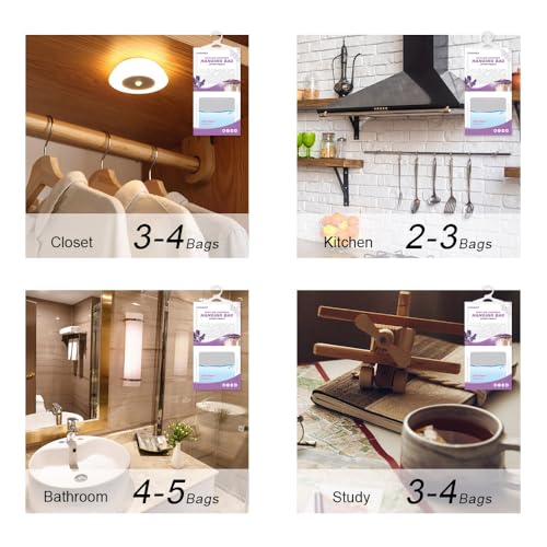 CANAGER Hanging Moisture Absorber, Lavender Vanilla Moistureproof Hanging Bag, Dehumidifier Bag (8 packs), Moisture Absorb 12.5 oz. - color: Dark Purple