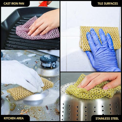 Non-Scratch Dish Scrubbers (3 Pcs) — Outlasts 7+ Sponges, Stays Odor-Free | Replace Smelly Kitchen Sponges | Non-Absorbent Mesh | Safe on Non-Stick, Cast Iron, Glass | Made in Korea Since 2012 - color: 2pcs Scourer (1pk of 2)