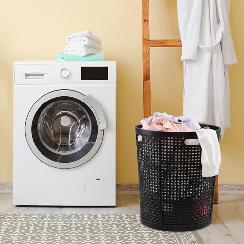 Vababa 40 L Tall Plastic Laundry Basket, Clothes Laundry Hampers, Black