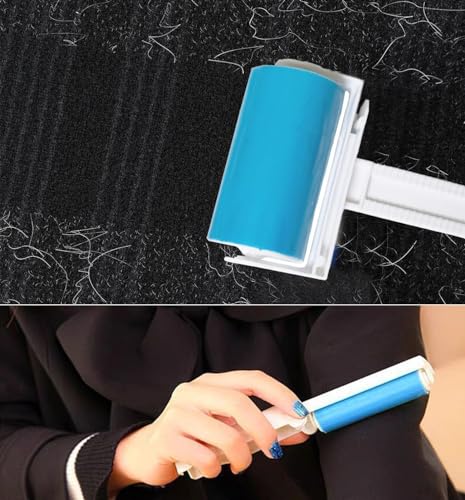 Reusable Sticky Lint Roller 2 Pack with Cover, Washable Portable Pet Hair Remover for Clothes, Travel, 1 Large and 1 Mini Size for Furniture, Car, Purse