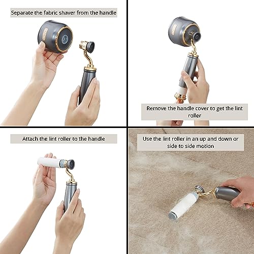 SALAV® Retro Edition Rechargeable Fabric Shaver and Lint Roller with 6-Blade System Removes Fuzz and Piling on Fabrics, with Charging Cable and Mini Brush (Titanium) - color: Titanium