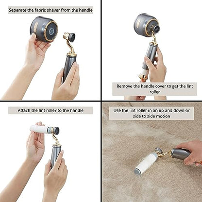 SALAV® Retro Edition Rechargeable Fabric Shaver and Lint Roller with 6-Blade System Removes Fuzz and Piling on Fabrics, with Charging Cable and Mini Brush (Titanium) - color: Titanium