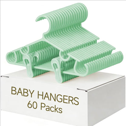 Baby Hangers w/Clips (20 Hangers & 40 Clips) Kids Clothes Hangers - color: Green
