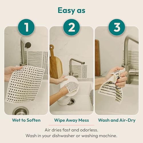 FEBU Swedish Dishcloths for Kitchen, 5 Pack, Neutrals - color: Neutrals