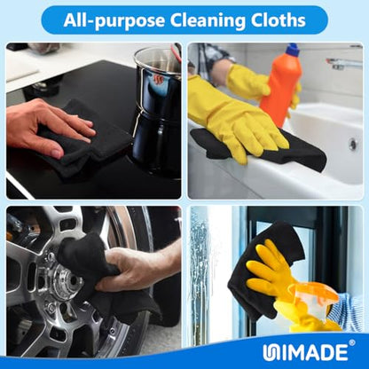 UNIMADE Microfiber Cleaning Cloth, 50 Pack Microfiber Towels - color: Black, size: 50PK