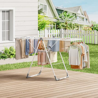 APEXCHASER Clothes Drying Rack, Large Capacity Drying Rack Clothing - color: Pearl White