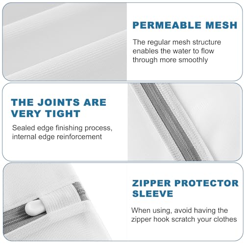 1PCS Mesh Laundry Bags, Protective Washing Bags with Zipper, Delicates Anti Tangle Anti Pilling Travel Storage, White, 5.85×6.24 in - size: 5.85×6.24 in