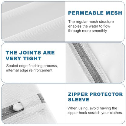 1PCS Mesh Laundry Bags, Protective Washing Bags with Zipper, Delicates Anti Tangle Anti Pilling Travel Storage, White, 5.85×6.24 in - size: 5.85×6.24 in