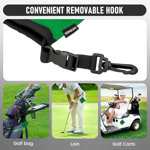 Waterproof Golf Club Cleaner Bag and Golf Ball Washer with Clip,Green - color: GREEN