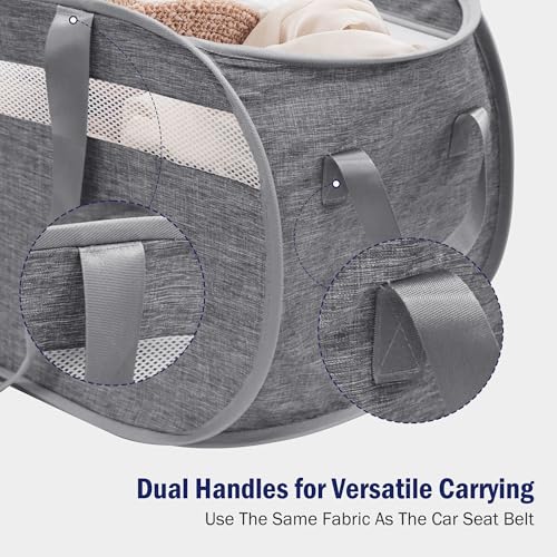 Collapsible Tear Proof Laundry Baskets with Dual Handles, Grey - color: Grey(Cationic)