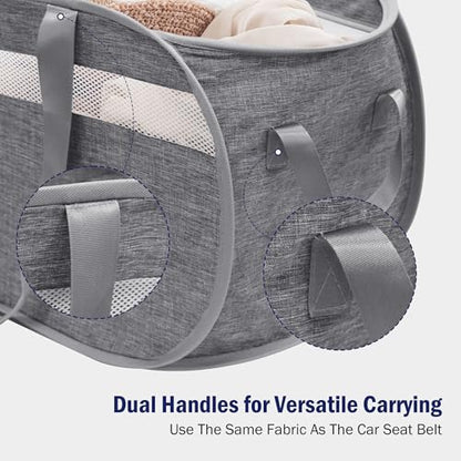 Collapsible Tear Proof Laundry Baskets with Dual Handles, Grey - color: Grey(Cationic)