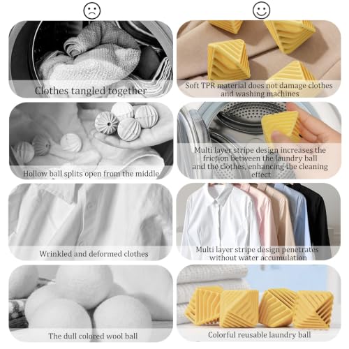 4 Pcs Reusable Laundry Anti Static Balls，Cube Agitator Balls (Yellow) - color: Yellow