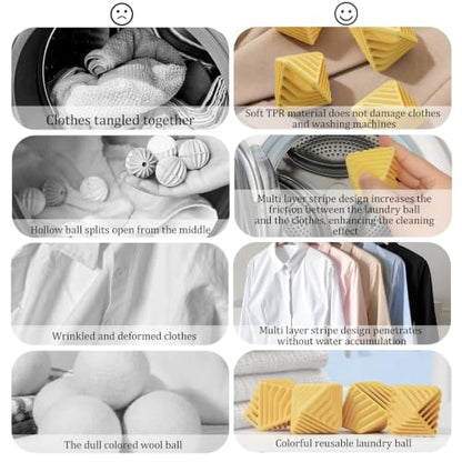 4 Pcs Reusable Laundry Anti Static Balls，Cube Agitator Balls (Yellow) - color: Yellow