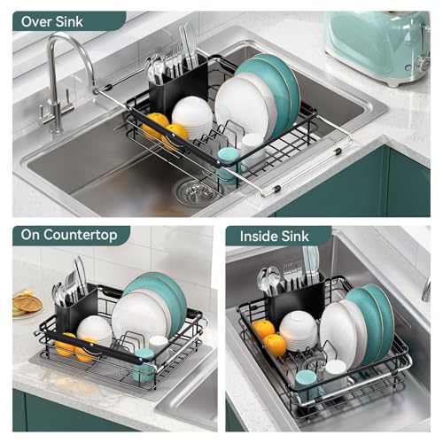 TOOLF in Sink Dish Drying Racks, Large Dish Drainer with Utensil Holder - size: Large Size