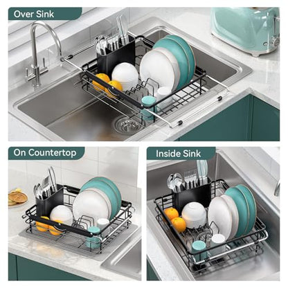 TOOLF in Sink Dish Drying Racks, Large Dish Drainer with Utensil Holder - size: Large Size