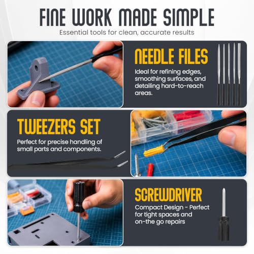 64 Pcs 3D Printer Tools Kit - 3D Printing Accessories with Nozzle Cleaning Needle Set - Scraper - Micro Cutter - Deburring Tool - Knife Set - Flat File and Brushes - Portable Storage Tool Bag Case - color: 64PCS