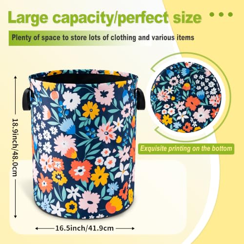 Folk Floral Art Laundry Basket Foldable Waterproof Hamper 18.9 x 16.5 Inch - color: Folk Floral Art