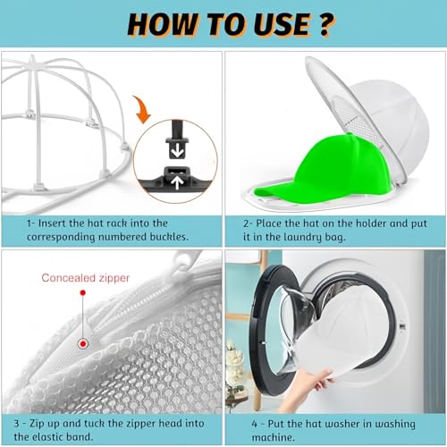 Hat Washer Cage, Multi-Functional Cap Care Bag: Say Goodbye to Flat Brims, Travel-Friendly, Ball Cap Washer Frame for Flat & Curved Hats.1-Pack White - color: White, size: 1pcs