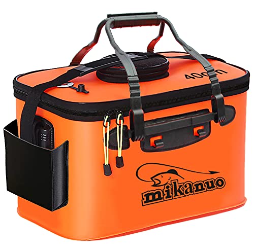 Fishing Bucket,Foldable Fish Bucket, Multi-Functional EVA Fishing Bag for Outdoor, Live Fish Lures Bucket and Fish Protection Bucket,10GAL/8GAL/6GAL/4.8GAL/3GAL Live Fish Container(6GAL/Orange) - color: Orange