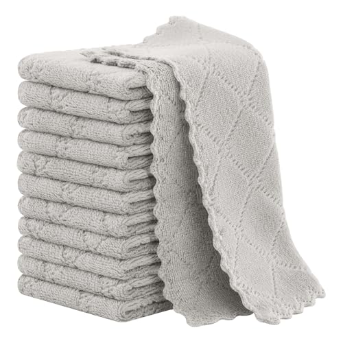 Homaxy Super Soft 12 Pack Coral Velvet Dish Cloths, 7" x 9", Grey - color: Grey, size: 7 x 9 inch- 12 Pack