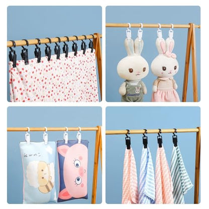 20pcs Laundry Hooks with Clips,Rotatable Super Strong Home Travel Clip