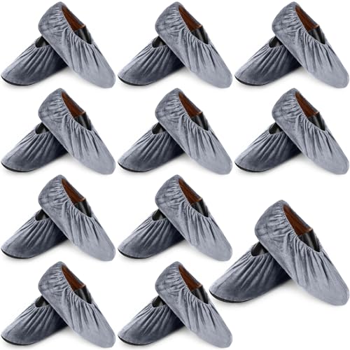 JaGely 11 Pair Reusable Cloth Shoe Covers for Indoors, Grey - color: Grey