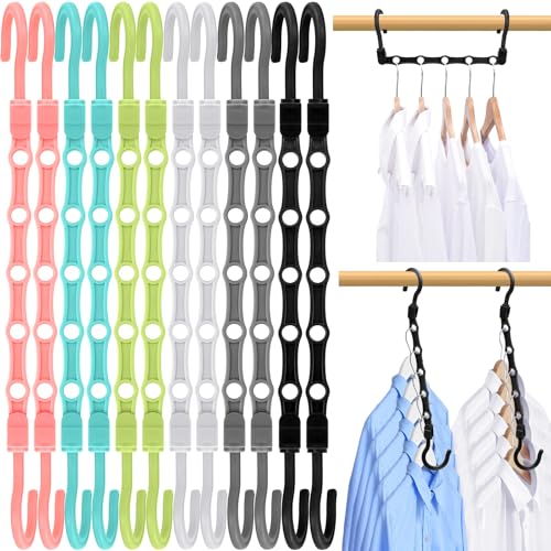Closet Organizers and Storage, Magic Space Saving Hangers for 60 Heavy Clothes, College Dorm Room Essentials, Sturdy 360° Swivel Hooks Cascading Hanger, Bedroom Home Organization Essentials, 12 Pack - color: Multicolor 12 Pack Hangers for 60 Clothes