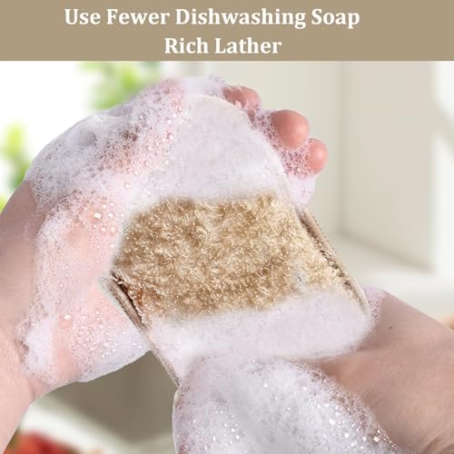 Bamboo Dish Sponge Natural Kitchen Scrub Sponges-Beige,6 Pack - color: 6 Pack